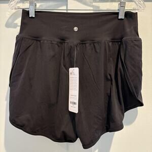 NWT CRZ Yoga Workout Shorts Women Large Black Built In Liner Athletic Running